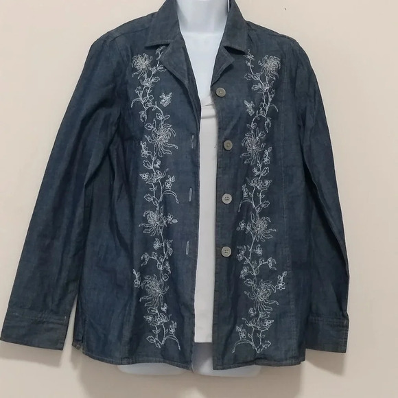 Jaclyn Smith Size XL Women's Embroidered Boho Shacket Long Sleeves - Picture 2 of 7